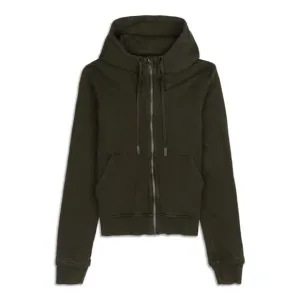 Lululemon Womens Size 4 dark Olive green Press Pause zip up Cotton Hoodie Jacket