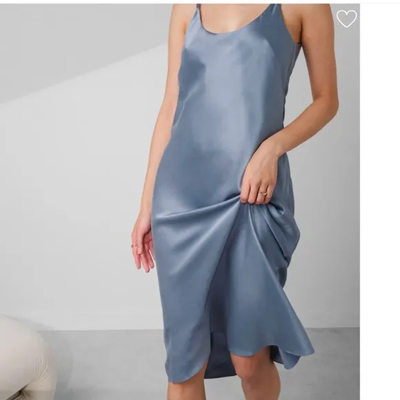 LUNYA BNWT Washable Silk Bias Slip Dress in Pastoral Blue Size M