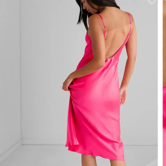 LUNYA BNWT Washable Silk Bias Slip Dress in Rapturous Flamingo Size S