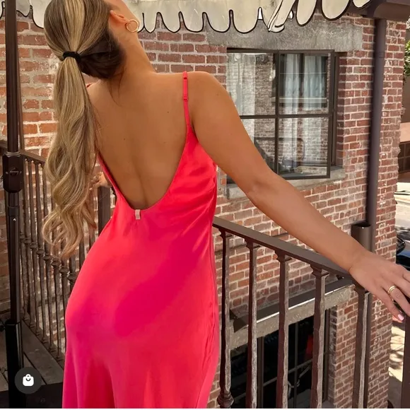 LUNYA BNWT Washable Silk Bias Slip Dress in Rapturous Flamingo Size S