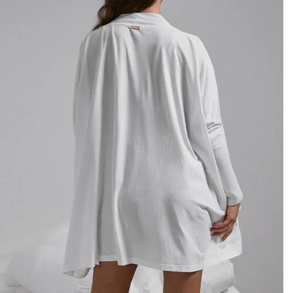 Lunya Organic Pima Short Cardigan in White One size