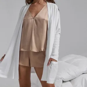 Lunya Organic Pima Short Cardigan in White One size