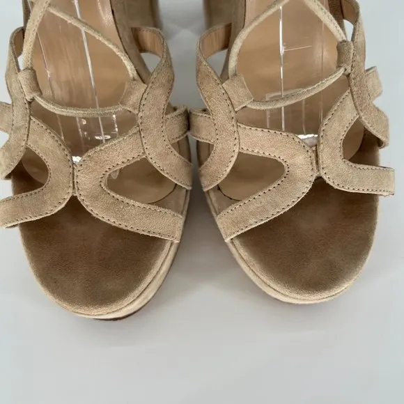 M. GEMI Lace Up Sandal Strappy Suede Leather Chunky Heels Open Toe Size (38.5) 8