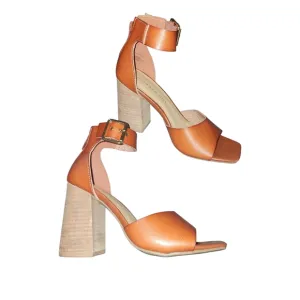 ☆Madden Girl Leather Brown Block Heels☆