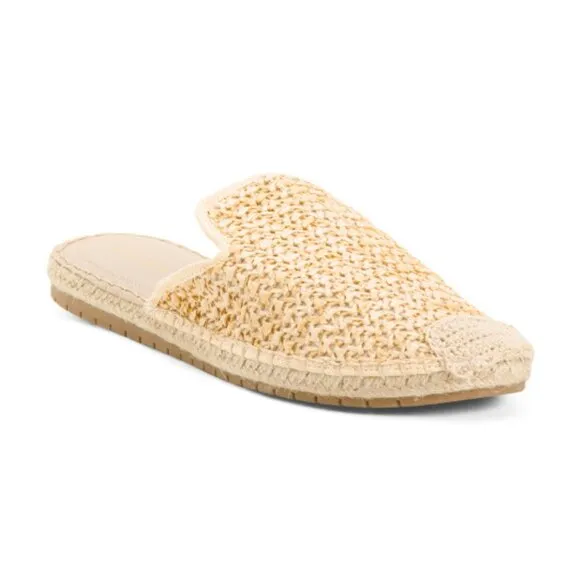 MADDEN GIRL Natural Raffia Coral Raffia Slides 2M7