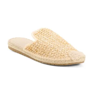MADDEN GIRL Natural Raffia Coral Raffia Slides 2M7
