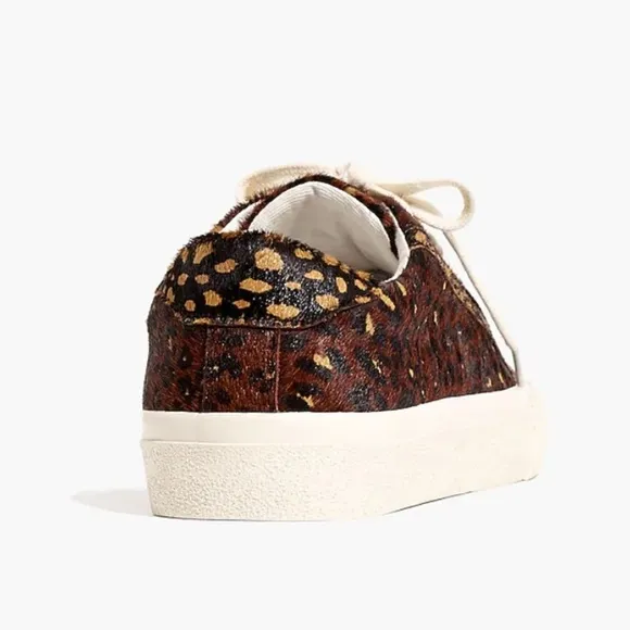 MADEWELL Genuine Calf Hair Sidewalk Low-Top Sneakers in Painted Leopard Size 6.5