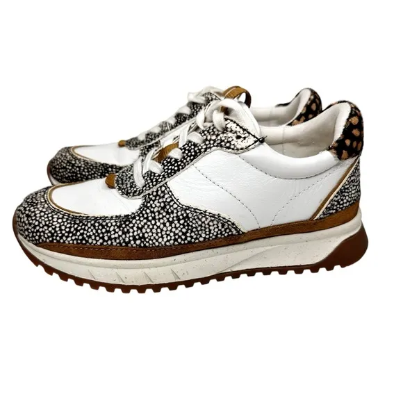 Madewell Kickoff Trainers SZ 6 Sneakers Leather   Calf Hair Olive Grove Multi