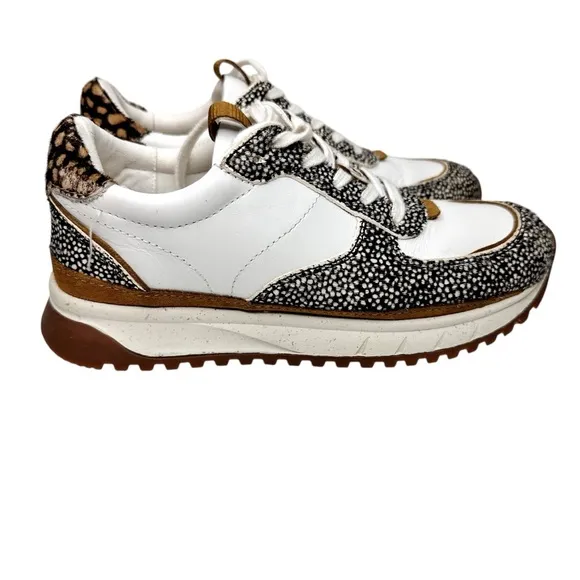 Madewell Kickoff Trainers SZ 6 Sneakers Leather   Calf Hair Olive Grove Multi