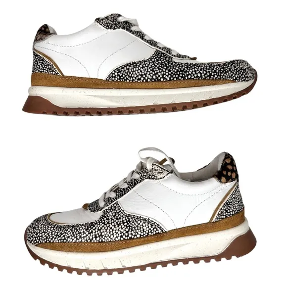 Madewell Kickoff Trainers SZ 6 Sneakers Leather   Calf Hair Olive Grove Multi