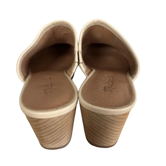 Madewell Ruby Cream Leather Clogs with Wooden Synthetic Heel