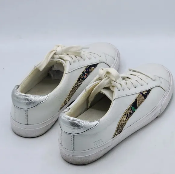 Madewell Sidewalk Low-Top Leather Sneakers in Metallic Snale Multicolored Size 7