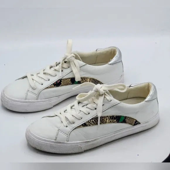 Madewell Sidewalk Low-Top Leather Sneakers in Metallic Snale Multicolored Size 7