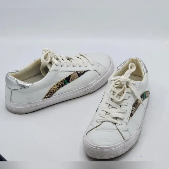 Madewell Sidewalk Low-Top Leather Sneakers in Metallic Snale Multicolored Size 7