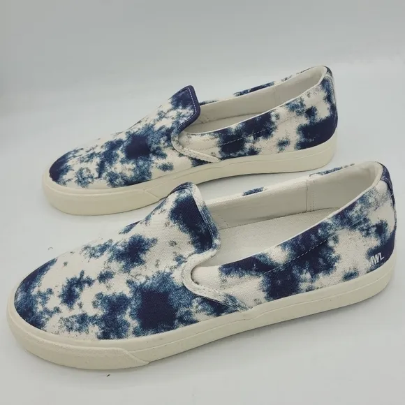 Madewell Sidewalk Slip-On Sneakers in Tie-Dyed Blue and White Recycled Canvas 10