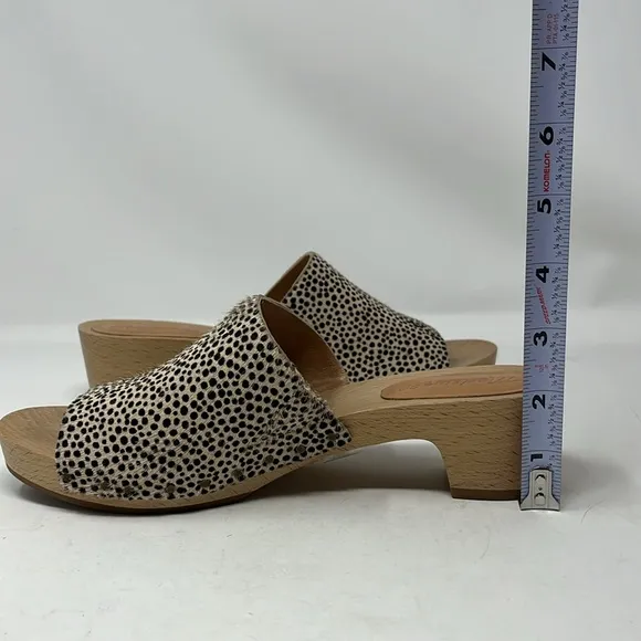 MADEWELL The Evelyn Clog Slide Sandal Leather Print Calf Hair US 6.5 MSRP $168