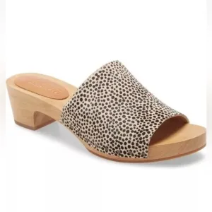 MADEWELL The Evelyn Clog Slide Sandal Leather Print Calf Hair US 6.5 MSRP $168