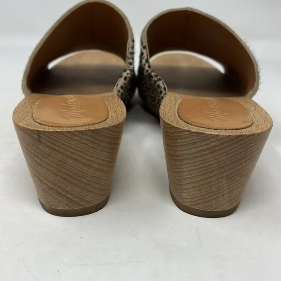 MADEWELL The Evelyn Clog Slide Sandal Leather Print Calf Hair US 6.5 MSRP $168