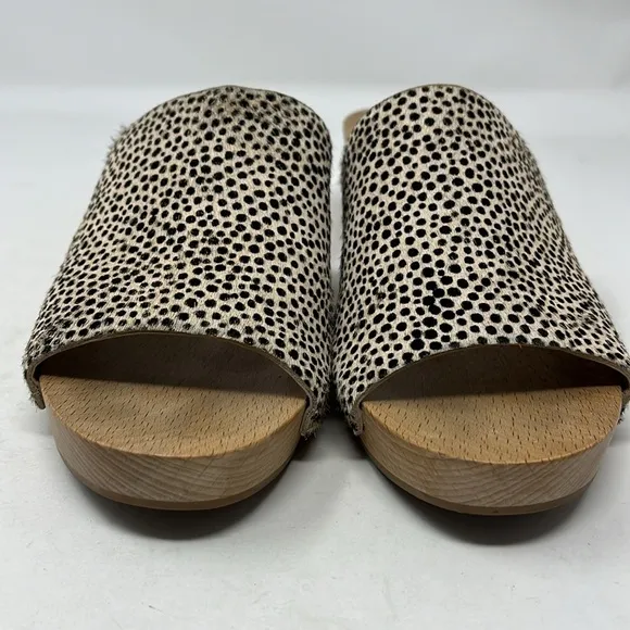 MADEWELL The Evelyn Clog Slide Sandal Leather Print Calf Hair US 6.5 MSRP $168