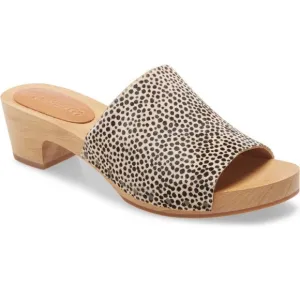 Madewell The Evelyn Slide Wood Clog Slides in Spotted Calf Hair New Size 6.5