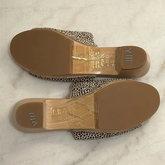 Madewell The Evelyn Slide Wood Clog Slides in Spotted Calf Hair New Size 6.5