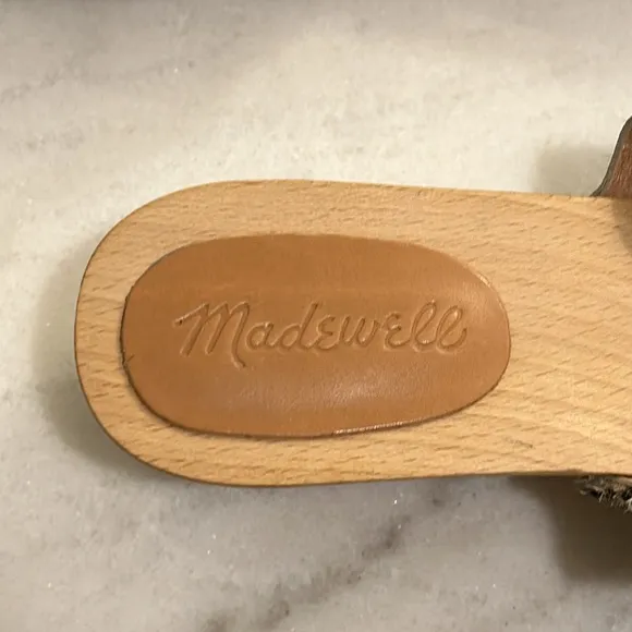 Madewell The Evelyn Slide Wood Clog Slides in Spotted Calf Hair New Size 6.5