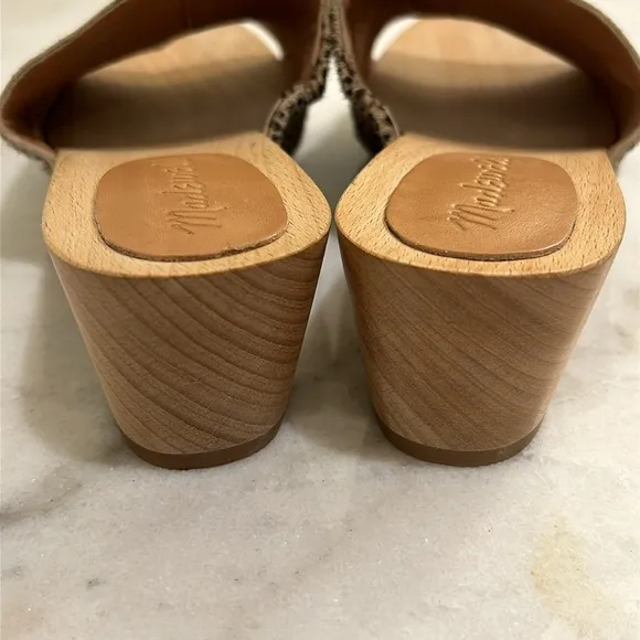 Madewell The Evelyn Slide Wood Clog Slides in Spotted Calf Hair New Size 6.5
