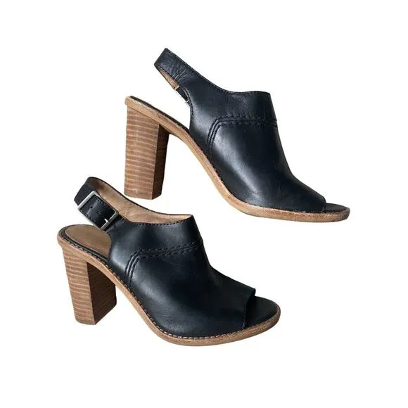 Madewell The Marie black leather heels size 7.5