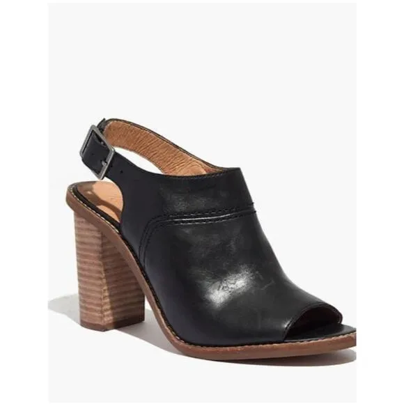 Madewell The Marie black leather heels size 7.5