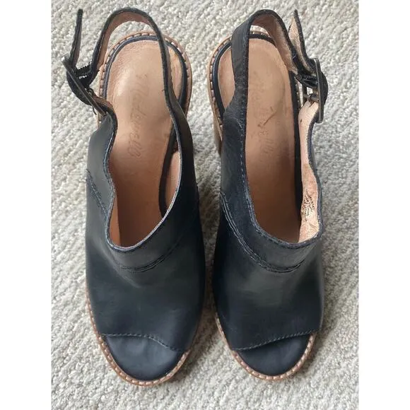 Madewell The Marie black leather heels size 7.5