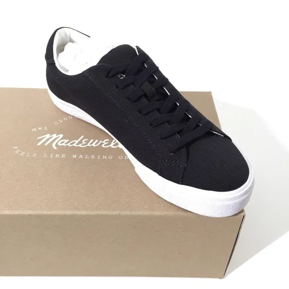 Madewell Women’s Sidewalk Black &amp; White Canvas Sneakers Shoe Size 7