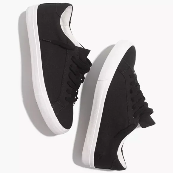 Madewell Women’s Sidewalk Black &amp; White Canvas Sneakers Shoe Size 7