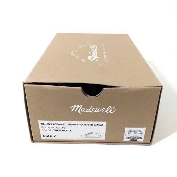 Madewell Women’s Sidewalk Black &amp; White Canvas Sneakers Shoe Size 7