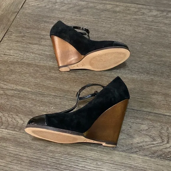 MADISON HARDING WEDGE T STRAP HEELS | Size 9