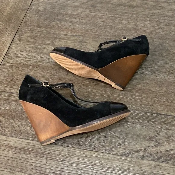 MADISON HARDING WEDGE T STRAP HEELS | Size 9