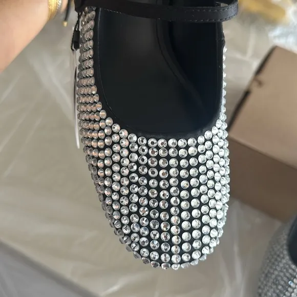Mango rhinestone mary jane block heel