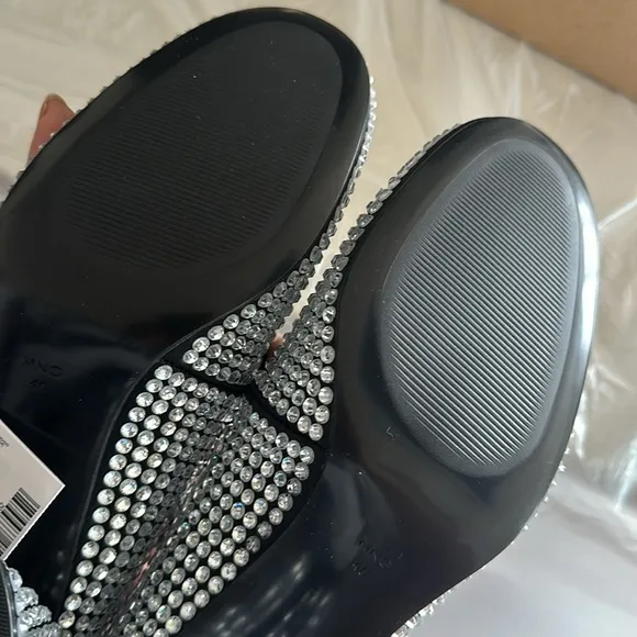 Mango rhinestone mary jane block heel