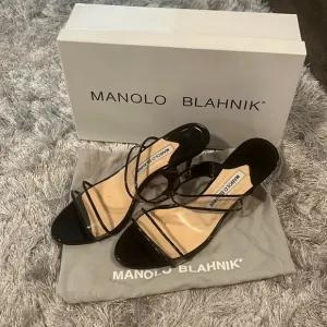 Manolo Blahnik Black Patent PVC Slide Heel 36.5