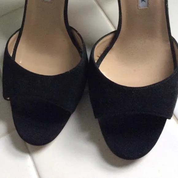 MANOLO BLAHNIK Black Suede Open Toe Ankle Strap Heels