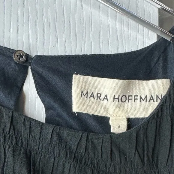 Mara‎ Hoffman Aranza Dress in Black Gauze Popcorn Size Small