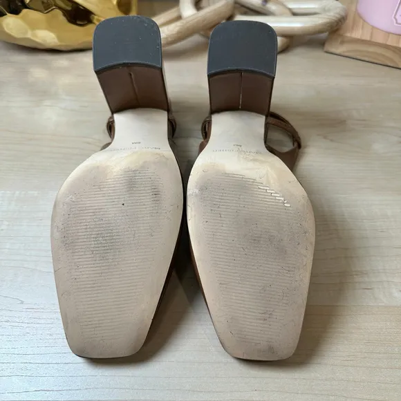 Marc Fisher Brown Patent Slingback‎ Block Heels, Size 8M