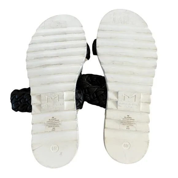 Marc Fisher LTD Jaimee Flat Espadrille Slip On Slides Sandals Black Size 6 NEW