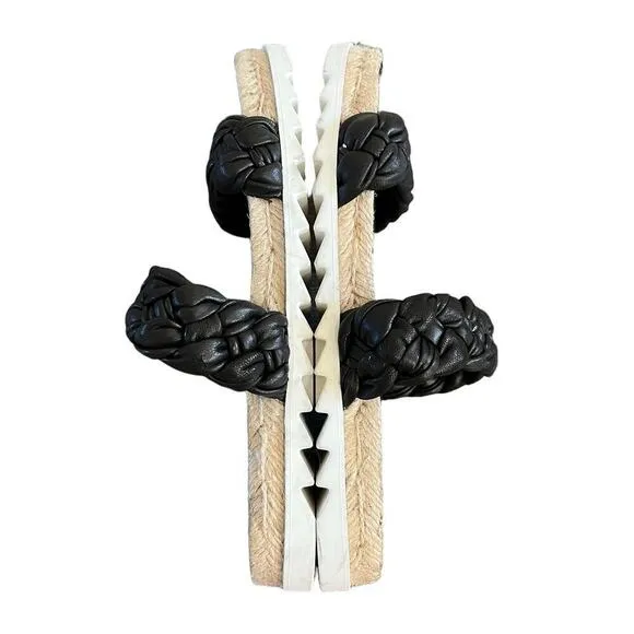 Marc Fisher LTD Jaimee Flat Espadrille Slip On Slides Sandals Black Size 6 NEW