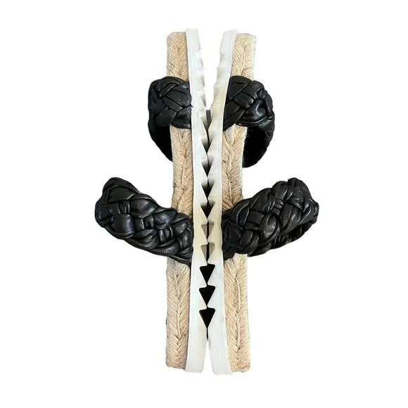 Marc Fisher LTD Jaimee Flat Espadrille Slip On Slides Sandals Black Size 6 NEW