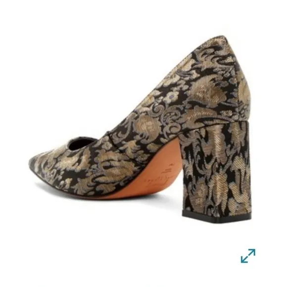 Marc Fisher Pumps Black Gold Chunky Heels