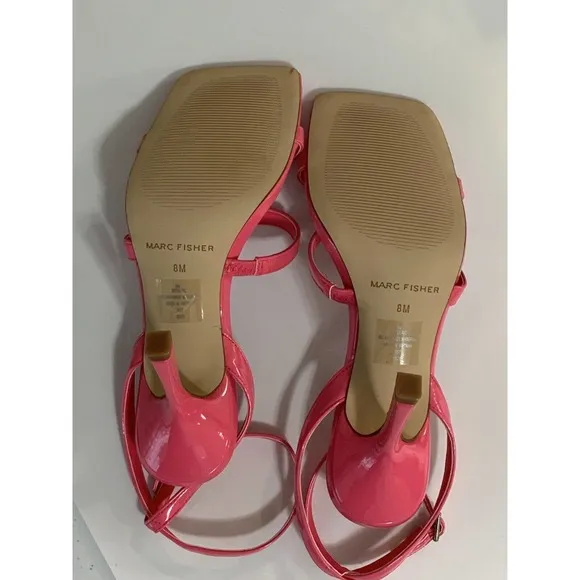 Marc Fisher Women’s Deric Ankle Strap Dress Open Toe Pink Heels New Box Size 8