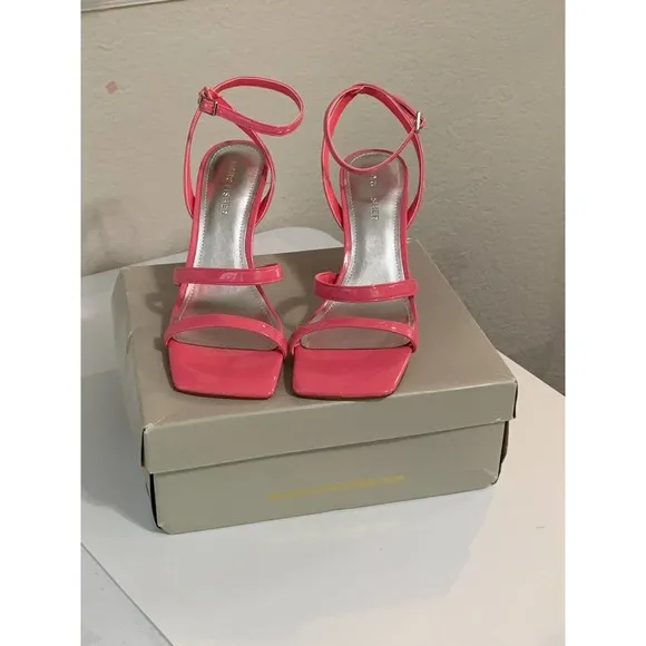 Marc Fisher Women’s Deric Ankle Strap Dress Open Toe Pink Heels New Box Size 8