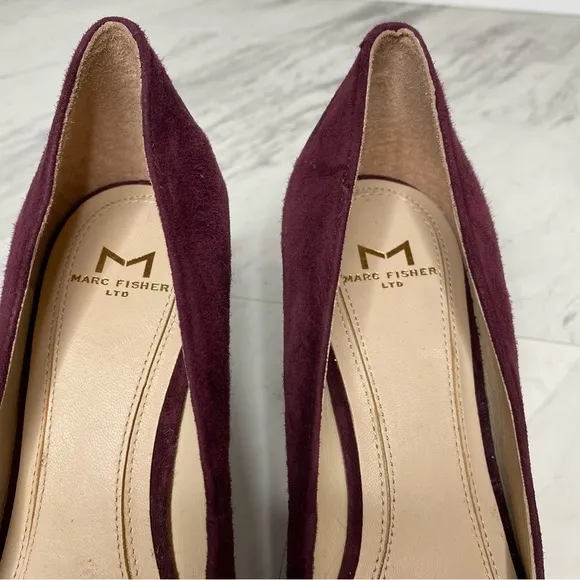 Marc Fisher Zala Burgundy Wine Suede Pump 6 1/2 M
