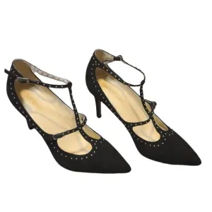 Marc Fisher Black T-strap Studded Heels NEW 8.5