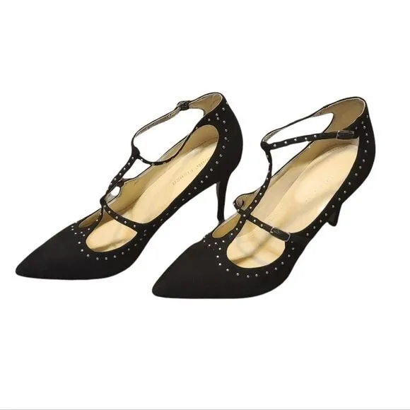 Marc Fisher Black T-strap Studded Heels NEW 8.5